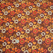 Tissu velours milleraies imprimé Seventies, fleuri rouille & orange - STANDARD 100 OEKO - TEX - tissuspipi.com