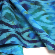 Tissu coton demi natté IKAT INDIEN imprimé traditionnel : bleu/vert ou rouge/jaune - MADE IN INDIA - tissuspipi.com