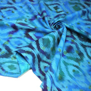 Tissu coton demi natté IKAT INDIEN imprimé traditionnel : bleu/vert ou rouge/jaune - MADE IN INDIA - tissuspipi.com