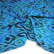 Tissu coton demi natté IKAT INDIEN imprimé traditionnel : bleu/vert ou rouge/jaune - MADE IN INDIA - tissuspipi.com