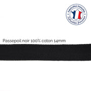 Bobine de 100m de passepoil noir, 100% coton, 14mm de large - tissuspipi.com