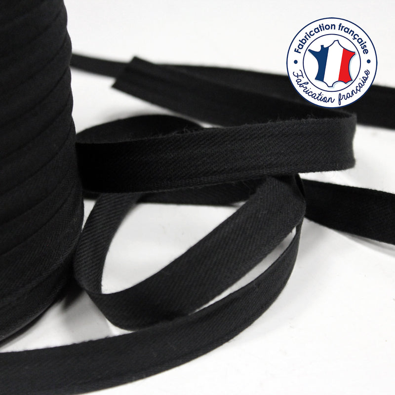 Bobine de 100m de passepoil noir, 100% coton, 14mm de large - tissuspipi.com