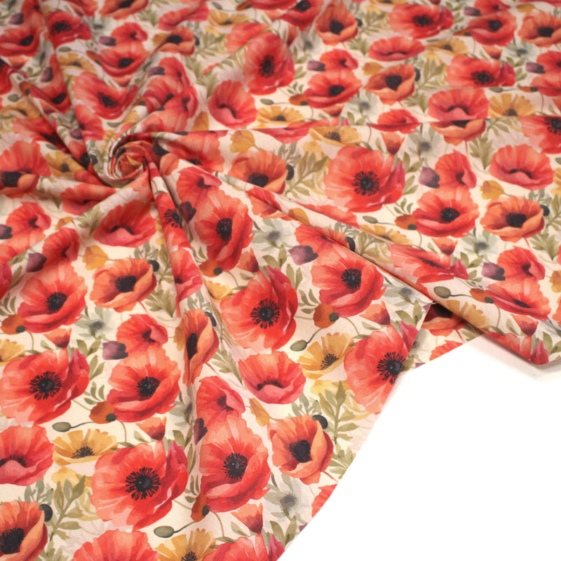 Tissu cotonnade les coquelicots - COLLECTION FLORALE - OEKO - TEX - tissuspipi.com