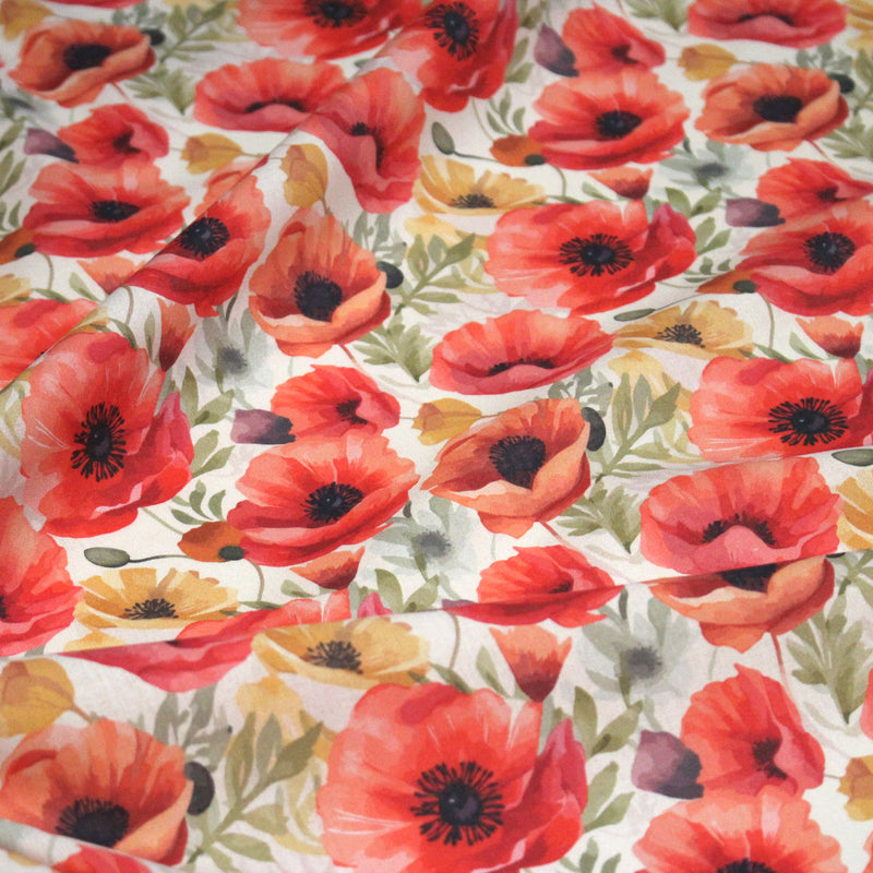 Tissu cotonnade les coquelicots - COLLECTION FLORALE - OEKO - TEX - tissuspipi.com