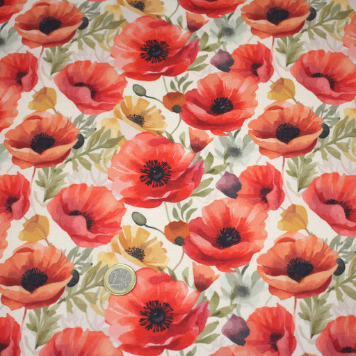 Tissu cotonnade les coquelicots - COLLECTION FLORALE - OEKO - TEX - tissuspipi.com