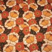 Tissu coton demi - natté SEVENTIES, fleuri rouille rose vert - OEKO - TEX STANDARD 100 - tissuspipi.com