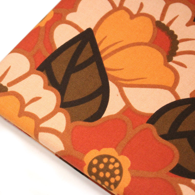 Tissu coton demi - natté SEVENTIES, fleuri rouille rose vert - OEKO - TEX STANDARD 100 - tissuspipi.com