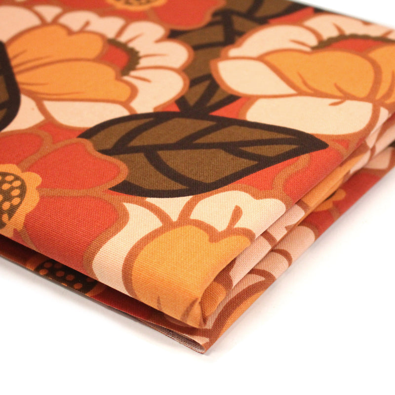 Tissu coton demi - natté SEVENTIES, fleuri rouille rose vert - OEKO - TEX STANDARD 100 - tissuspipi.com
