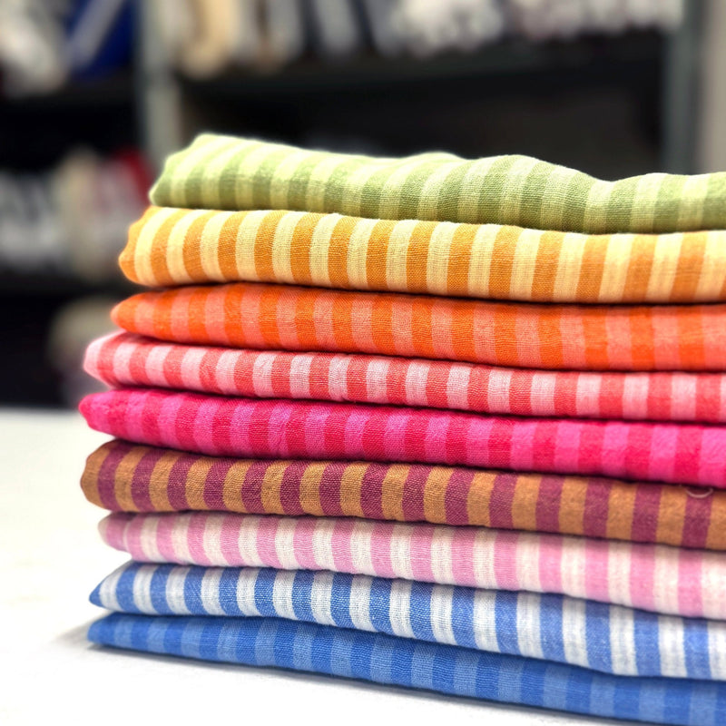 Tissu double gaze coton RAYURES recto verso : nombreuses couleurs ! OEKO - TEX - tissuspipi.com