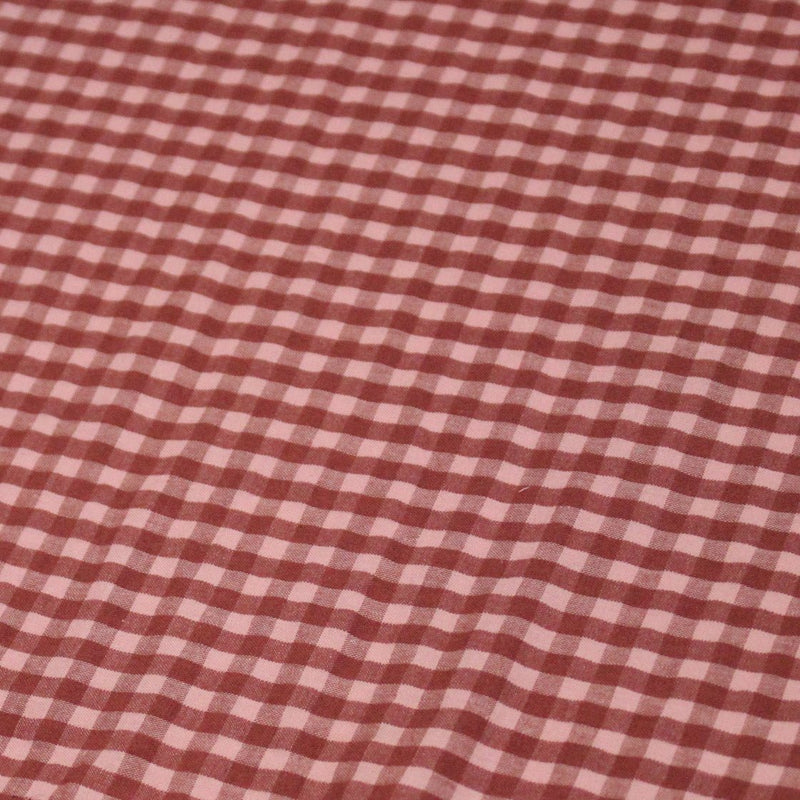 Tissu seersucker coton Vichy rose & prune - STANDARD 100 OEKO - TEX - tissuspipi.com