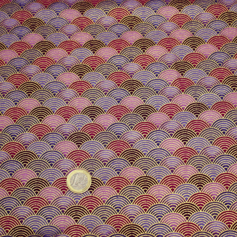 Tissu cotonnade motif vagues japonaises Seigaiha dorées : nombreuses couleurs - COLLECTION JAPON DORÉ - tissuspipi.com