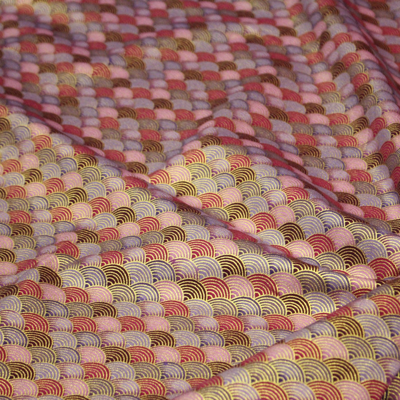 Tissu cotonnade motif vagues japonaises Seigaiha dorées : nombreuses couleurs - COLLECTION JAPON DORÉ - tissuspipi.com