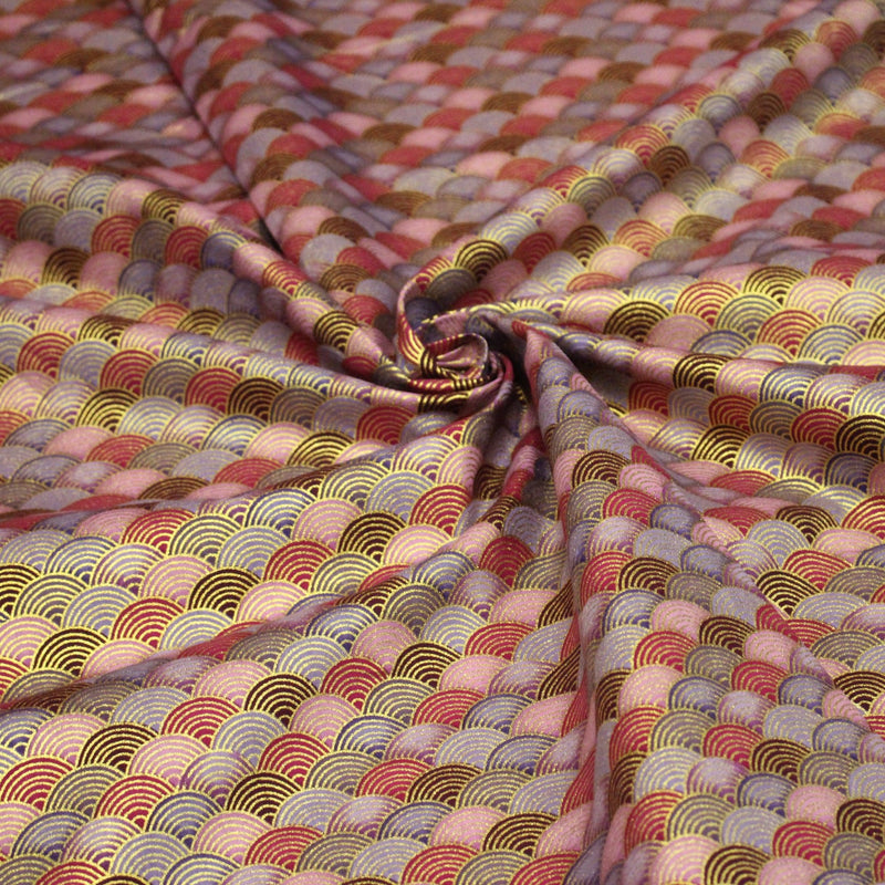 Tissu cotonnade motif vagues japonaises Seigaiha dorées : nombreuses couleurs - COLLECTION JAPON DORÉ - tissuspipi.com
