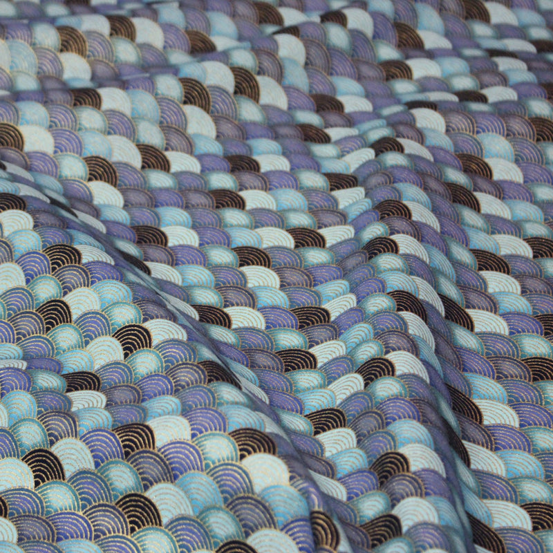 Tissu cotonnade motif vagues japonaises Seigaiha dorées : nombreuses couleurs - COLLECTION JAPON DORÉ - tissuspipi.com