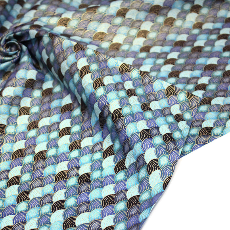 Tissu cotonnade motif vagues japonaises Seigaiha dorées : nombreuses couleurs - COLLECTION JAPON DORÉ - tissuspipi.com