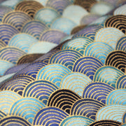 Tissu cotonnade motif vagues japonaises Seigaiha dorées : nombreuses couleurs - COLLECTION JAPON DORÉ - tissuspipi.com