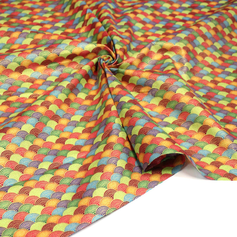 Tissu cotonnade motif vagues japonaises Seigaiha dorées : nombreuses couleurs - COLLECTION JAPON DORÉ - tissuspipi.com