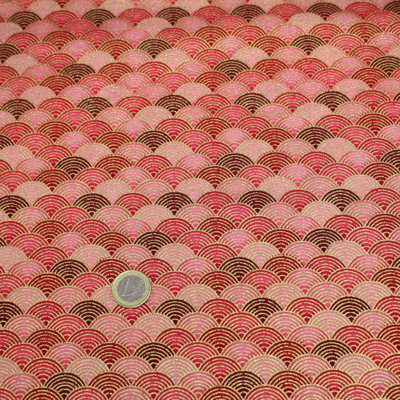 Tissu cotonnade motif vagues japonaises Seigaiha dorées : nombreuses couleurs - COLLECTION JAPON DORÉ - tissuspipi.com