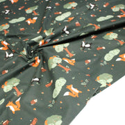 Tissu cotonnade enfant vert aux animaux de la forêt - STANDARD 100 OEKO - TEX - tissuspipi.com