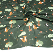 Tissu cotonnade enfant vert aux animaux de la forêt - STANDARD 100 OEKO - TEX - tissuspipi.com