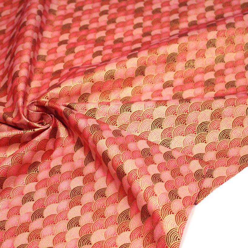 Tissu cotonnade motif vagues japonaises Seigaiha dorées : nombreuses couleurs - COLLECTION JAPON DORÉ - tissuspipi.com