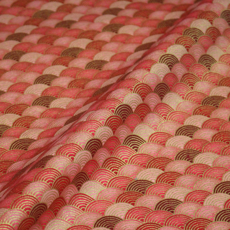 Tissu cotonnade motif vagues japonaises Seigaiha dorées : nombreuses couleurs - COLLECTION JAPON DORÉ - tissuspipi.com