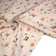 Tissu cotonnade enfant sable aux renards, cerfs et ratons laveurs - STANDARD 100 OEKO - TEX - tissuspipi.com