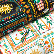 Tissu cotonnade PALMIERS, ANANAS, PERROQUETS - COLLECTION SICILIA - OEKO - TEX STANDARD 100 - tissuspipi.com