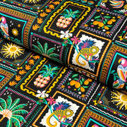 Tissu cotonnade PALMIERS, ANANAS, PERROQUETS - COLLECTION SICILIA - OEKO - TEX STANDARD 100 - tissuspipi.com