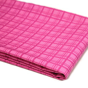 Tissu cotonnade rose fuchsia aux carreaux et liserés rétro - COLLECTION SEVENTIES - tissuspipi.com
