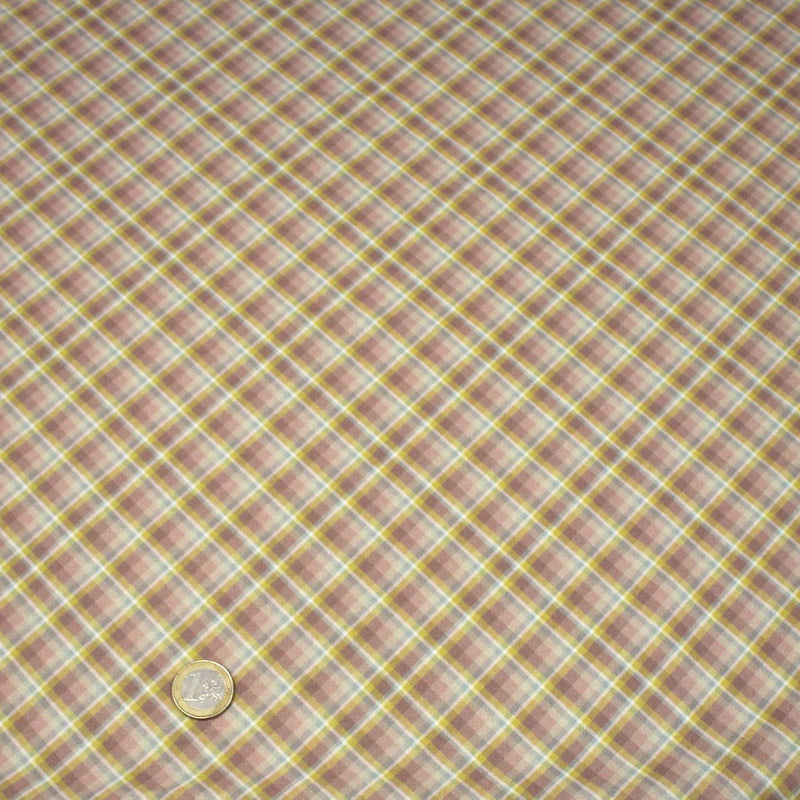 Tissu cotonnade, aux carreaux bleus roses et jaunes - STANDARD 100 OEKO - TEX - tissuspipi.com