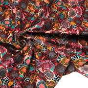 Tissu cotonnade LES FLEURS FAUVES, bordeaux, rose poudré, safran, bleu - OEKO - TEX STANDARD 100 - tissuspipi.com