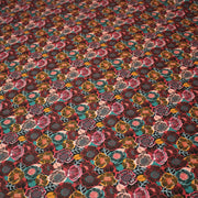 Tissu cotonnade LES FLEURS FAUVES, bordeaux, rose poudré, safran, bleu - OEKO - TEX STANDARD 100 - tissuspipi.com