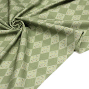 Tissu cotonnade Losanges verts & fleuris - OEKO - TEX - tissuspipi.com