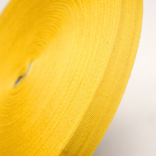 Ruban sergé de coton jaune bouton d'or 20mm - Galette de 100 mètres - Fabrication française - tissuspipi.com