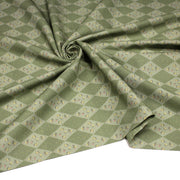 Tissu cotonnade Losanges verts & fleuris - OEKO - TEX - tissuspipi.com