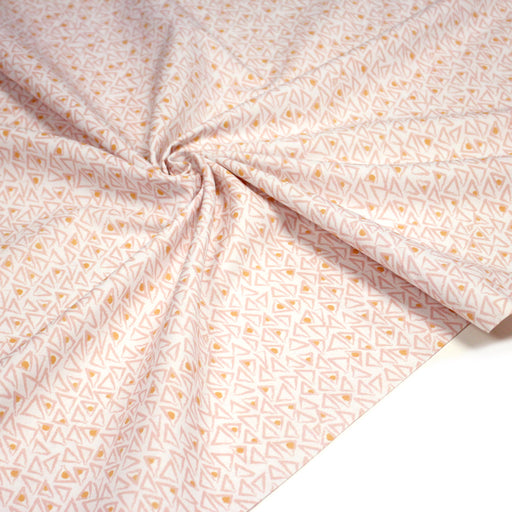 Tissu cotonnade blanc aux triangles roses & pois oranges - OEKO - TEX - tissuspipi.com