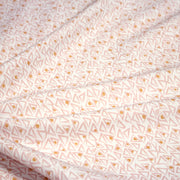 Tissu cotonnade blanc aux triangles roses & pois oranges - OEKO - TEX - tissuspipi.com