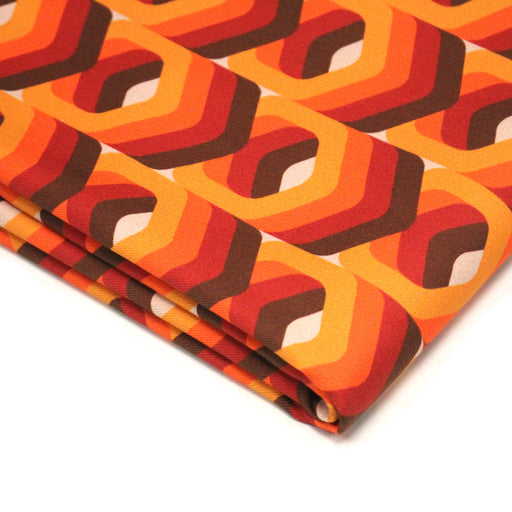 Tissu gabardine coton imprimée motif SEVENTIES, hexagones 3D - STANDARD 100 OEKO - TEX - tissuspipi.com