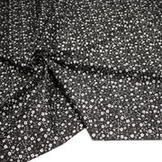 Tissu cotonnade noir aux fleurs blanches - OEKO - TEX - tissuspipi.com