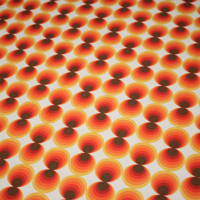 Tissu gabardine coton imprimée motif SEVENTIES, Cercles psychédéliques - STANDARD 100 OEKO - TEX - tissuspipi.com