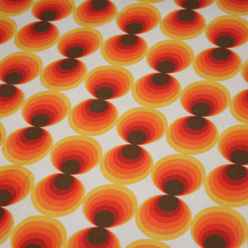 Tissu gabardine coton imprimée motif SEVENTIES, Cercles psychédéliques - STANDARD 100 OEKO - TEX - tissuspipi.com