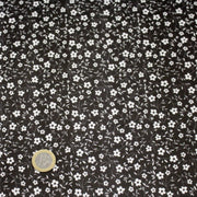 Tissu cotonnade noir aux fleurs blanches - OEKO - TEX - tissuspipi.com