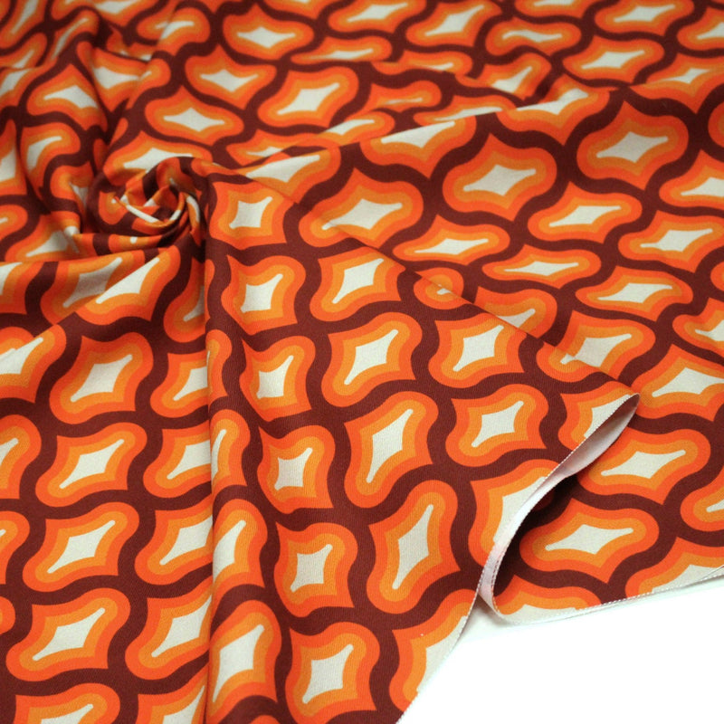 Tissu gabardine coton imprimée motif SEVENTIES, Losange Graphique - STANDARD 100 OEKO - TEX - tissuspipi.com
