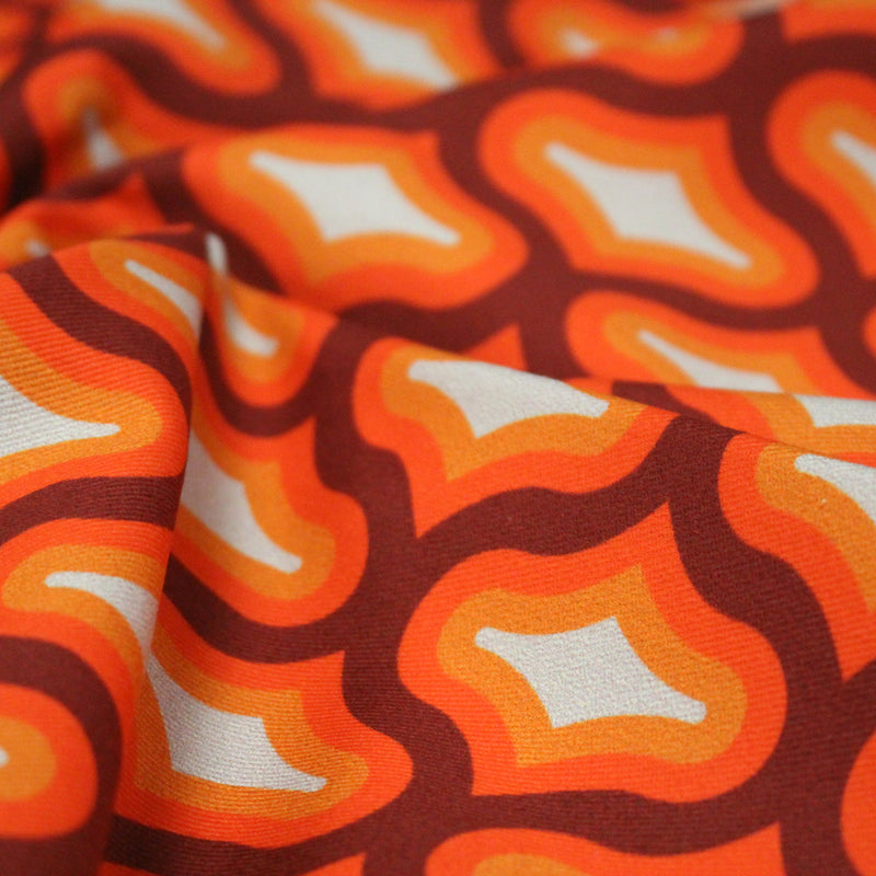 Tissu gabardine coton imprimée motif SEVENTIES, Losange Graphique - STANDARD 100 OEKO - TEX - tissuspipi.com