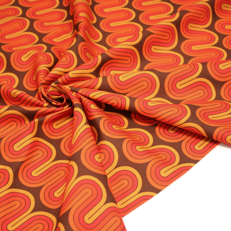 Tissu gabardine coton imprimée motif SEVENTIES, Vagues psychédélique - STANDARD 100 OEKO - TEX - tissuspipi.com