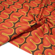 Tissu gabardine coton imprimée motif SEVENTIES, Vagues psychédélique - STANDARD 100 OEKO - TEX - tissuspipi.com