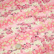 Tissu cotonnade motif japonais fleurs de cerisier : tons roses ou tons bleus– COLLECTION JAPON DORÉ - tissuspipi.com