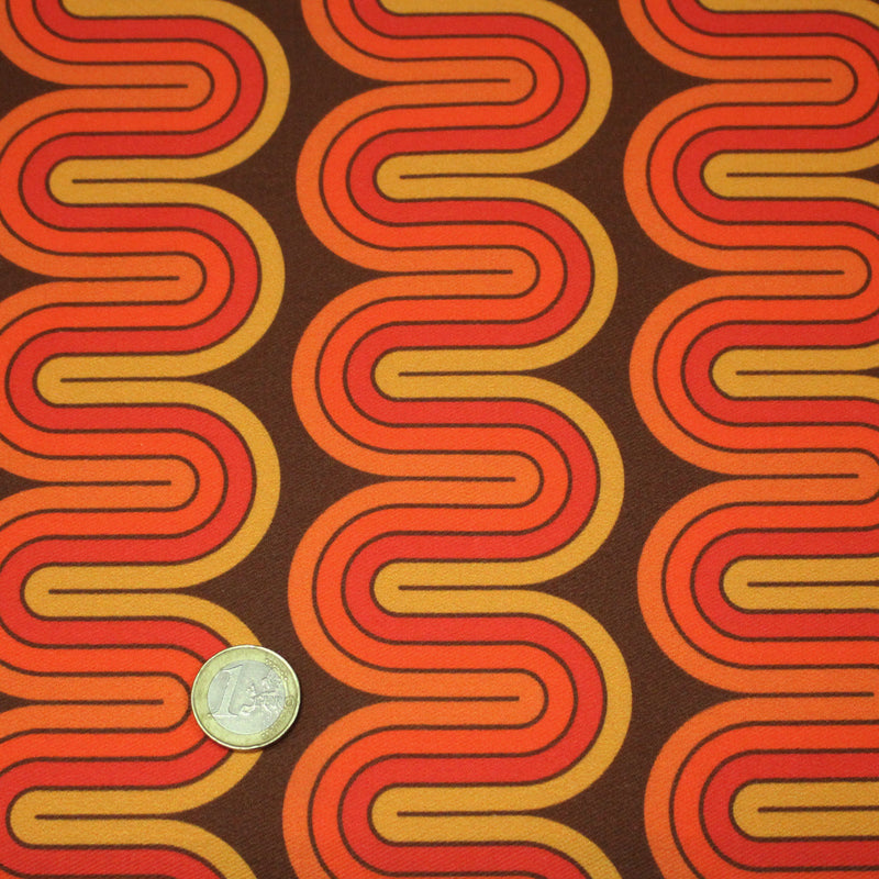 Tissu gabardine coton imprimée motif SEVENTIES, Vagues psychédélique - STANDARD 100 OEKO - TEX - tissuspipi.com