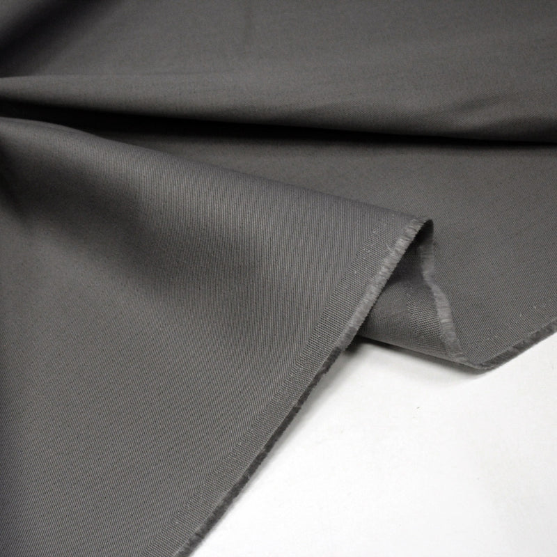Tissu sergé coton gris uni aux fins fins liserés anthracites - 325gr/m2 - ON DESTOCKE ! - tissuspipi.com